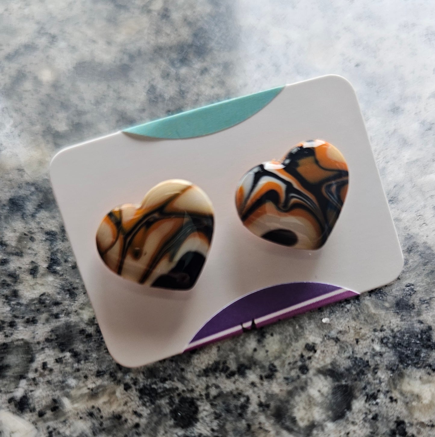 Autumnal heart stud earrings