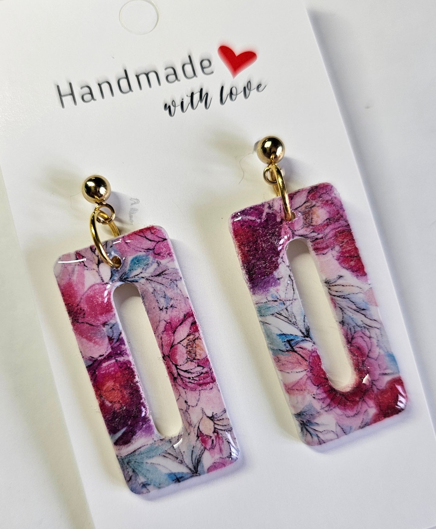Flower rectangular earrings