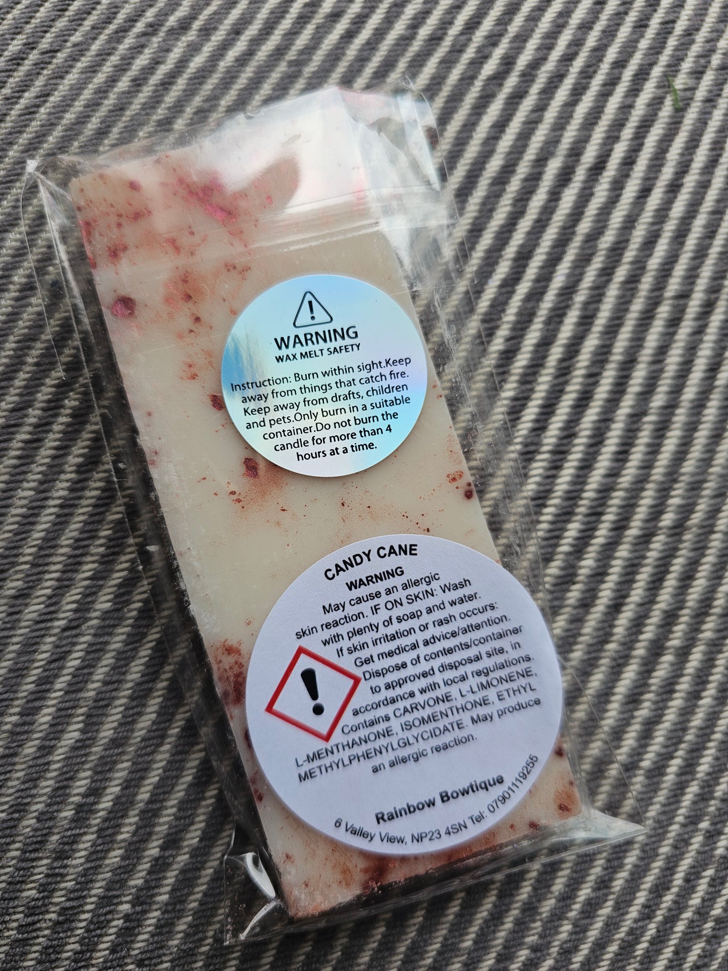 Candy cane wax melt bar