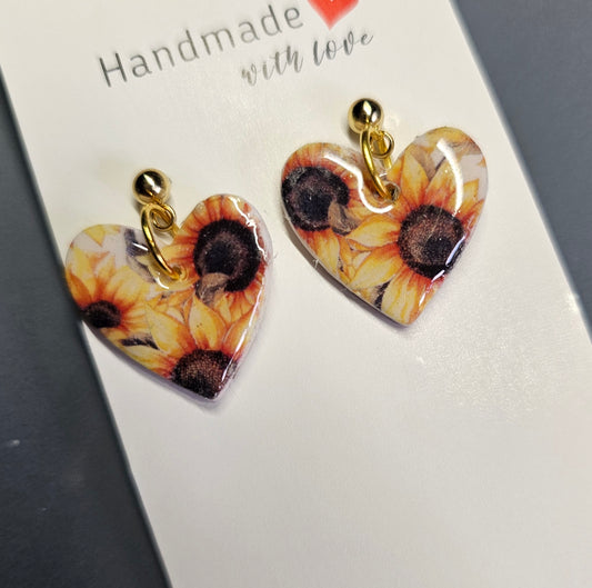 Sunflower heart earrings
