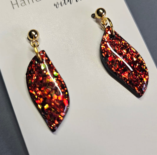 Red glitter earrings