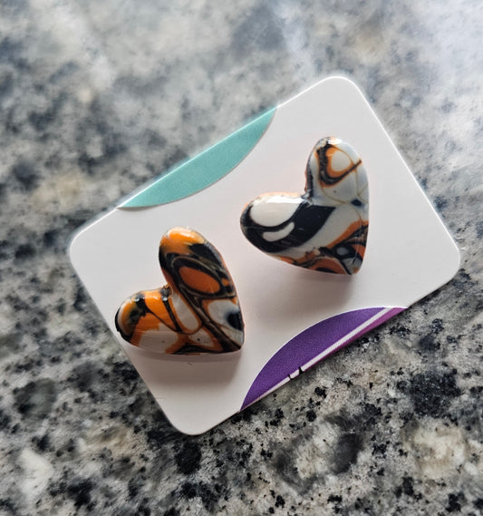 Autumnal heart stud earrings