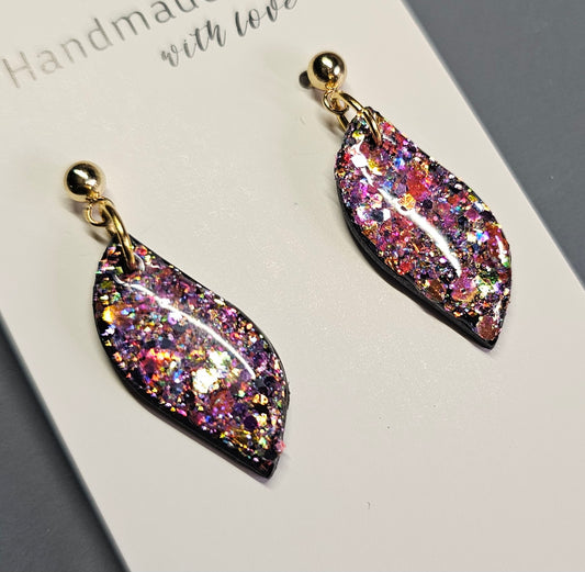 Pink glitter earrings