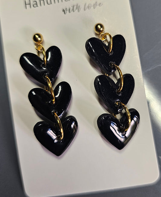 Triple heart earrings
