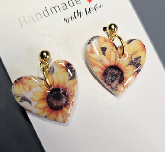 Sunflower heart earrings