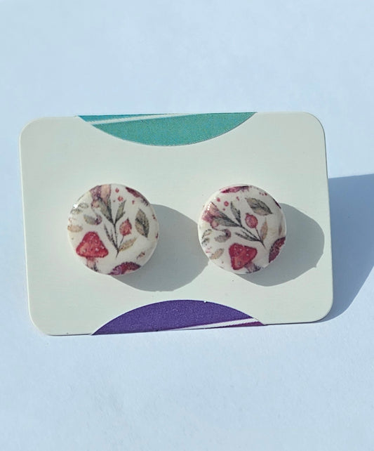 Autumn mushroom stud earrings