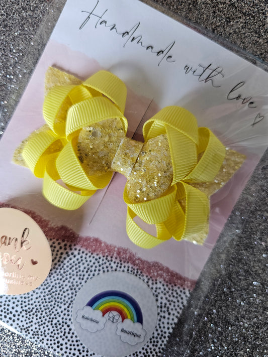 Yellow ribbon hair bow